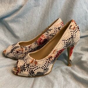 Top Moda Sparkly Floral Metallic Pumps Heels Size 10